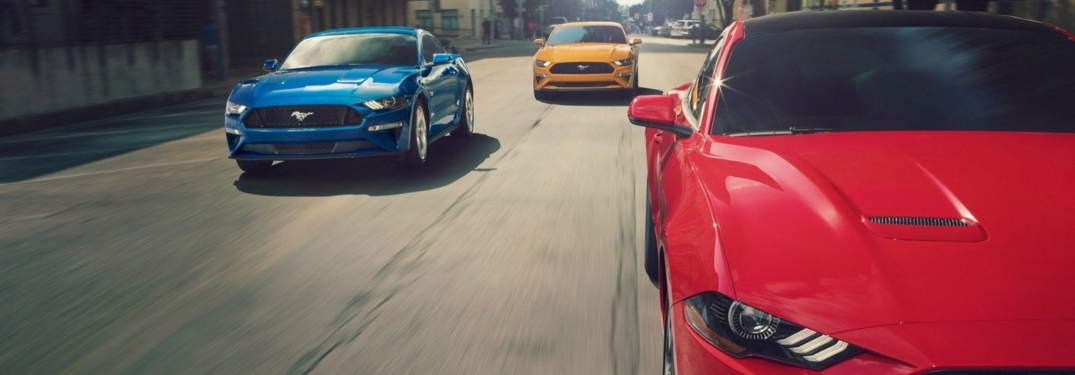 2019 Ford Mustang in multiple colors front view