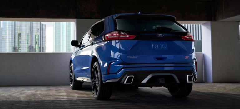 2019 Ford edge ST blue back view