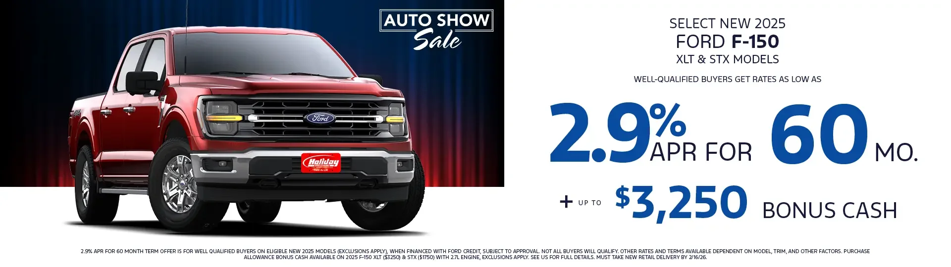 Rates as low as 2.9% APR for 60mo