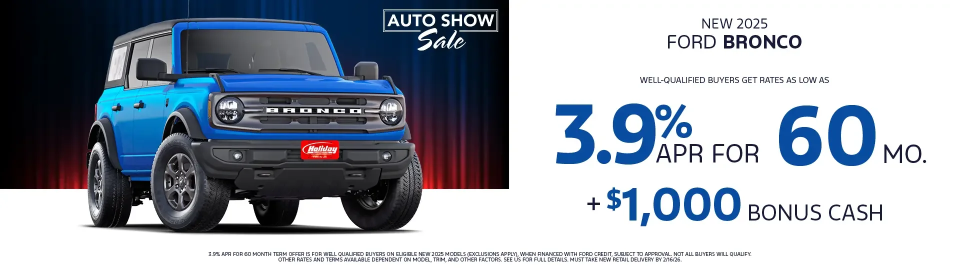 Well-qualified buyers get rates from 3.9% APR for 60mo