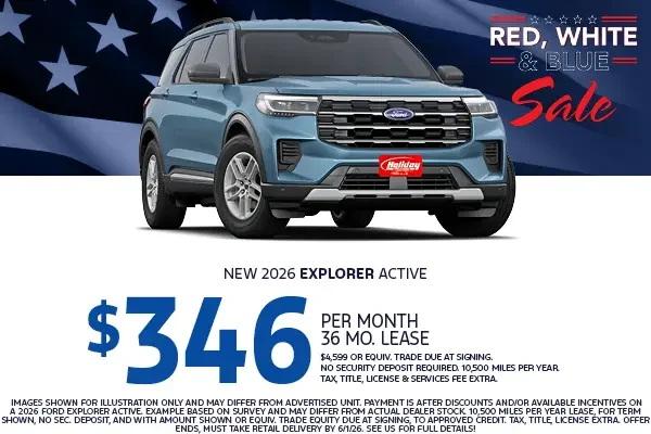Lease a new 2026 Ford Explorer from $346/mo 36mo