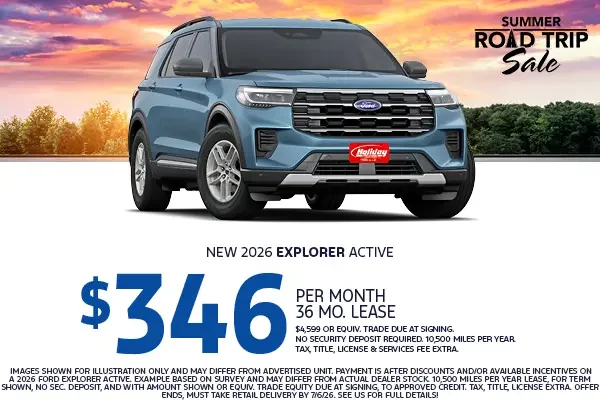 Lease a new 2026 Ford Explorer from $346/mo 36mo