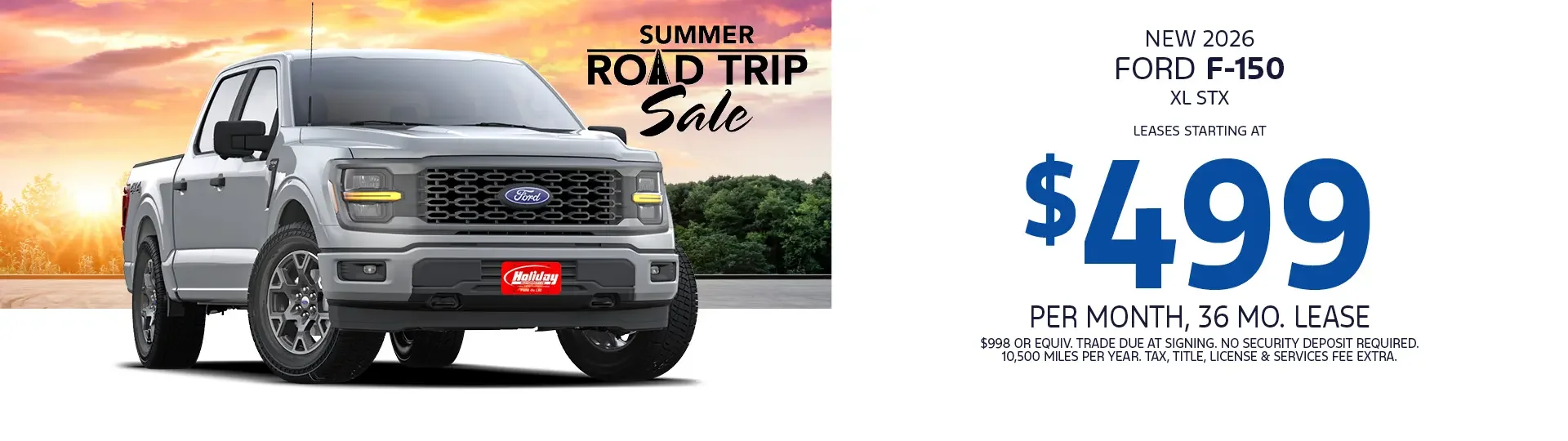 Lease a new 2026 F-150 XL STX starting at $499/mo for 36mo