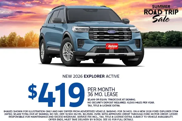 Lease a new 2026 Ford Explorer from $419/mo 36mo