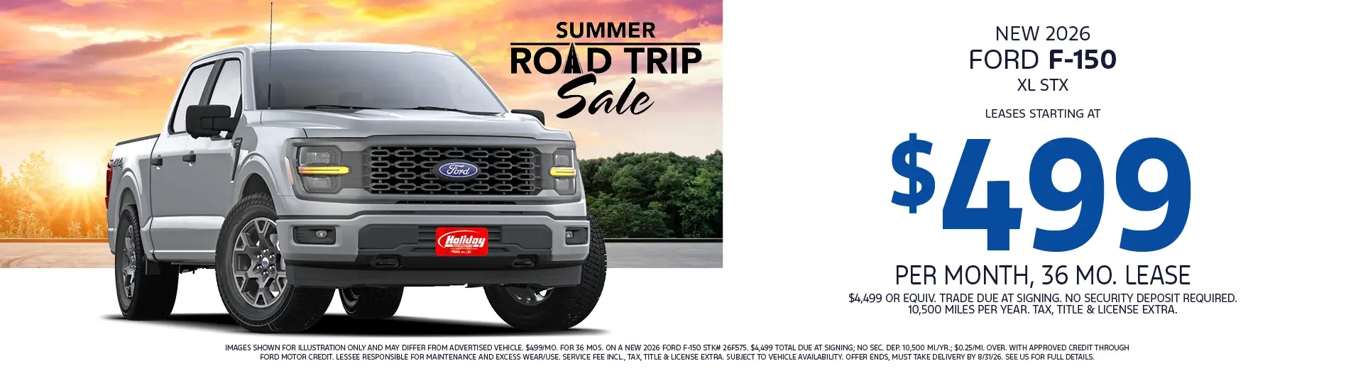 Lease a new 2026 F-150 XL STX starting at $499/mo for 36mo