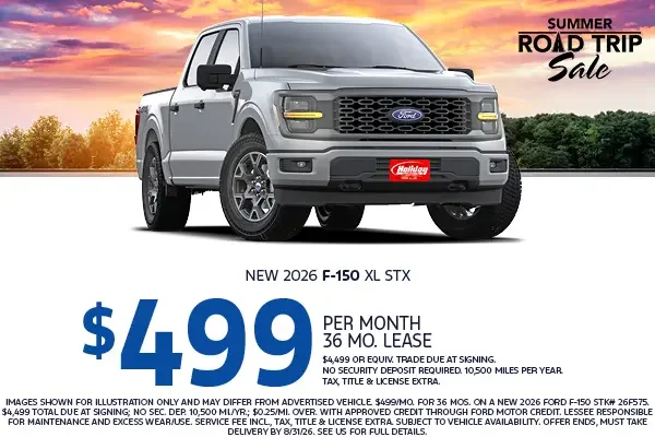 Lease a new 2026 F-150 XL STX starting at $499/mo for 36mo