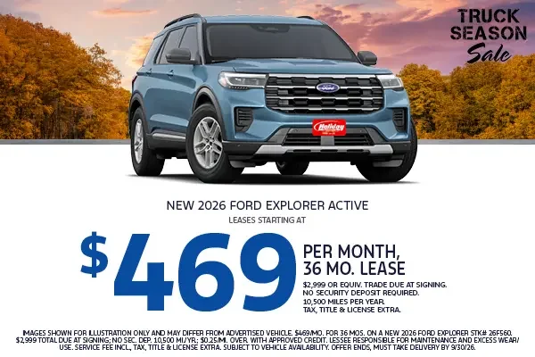 Lease a new 2026 Ford Explorer from $469/mo 36mo